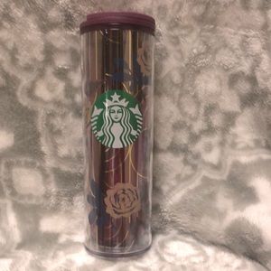 NEW - Starbucks - Rose & Gold Stripe Pattern - Reusable Cup